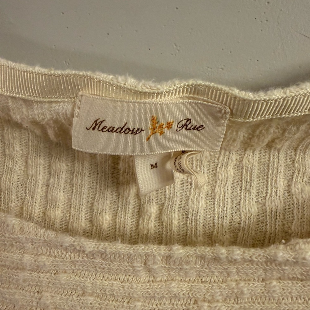 Meadow Rue Cream Ribbed Crop Top - Picture 2 of 4